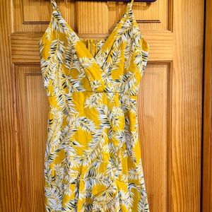 Yellow Leaf Print Dress nectar clothing
